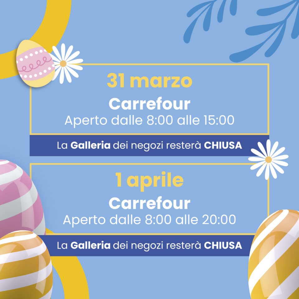 Orari Pasqua e Pasquetta
